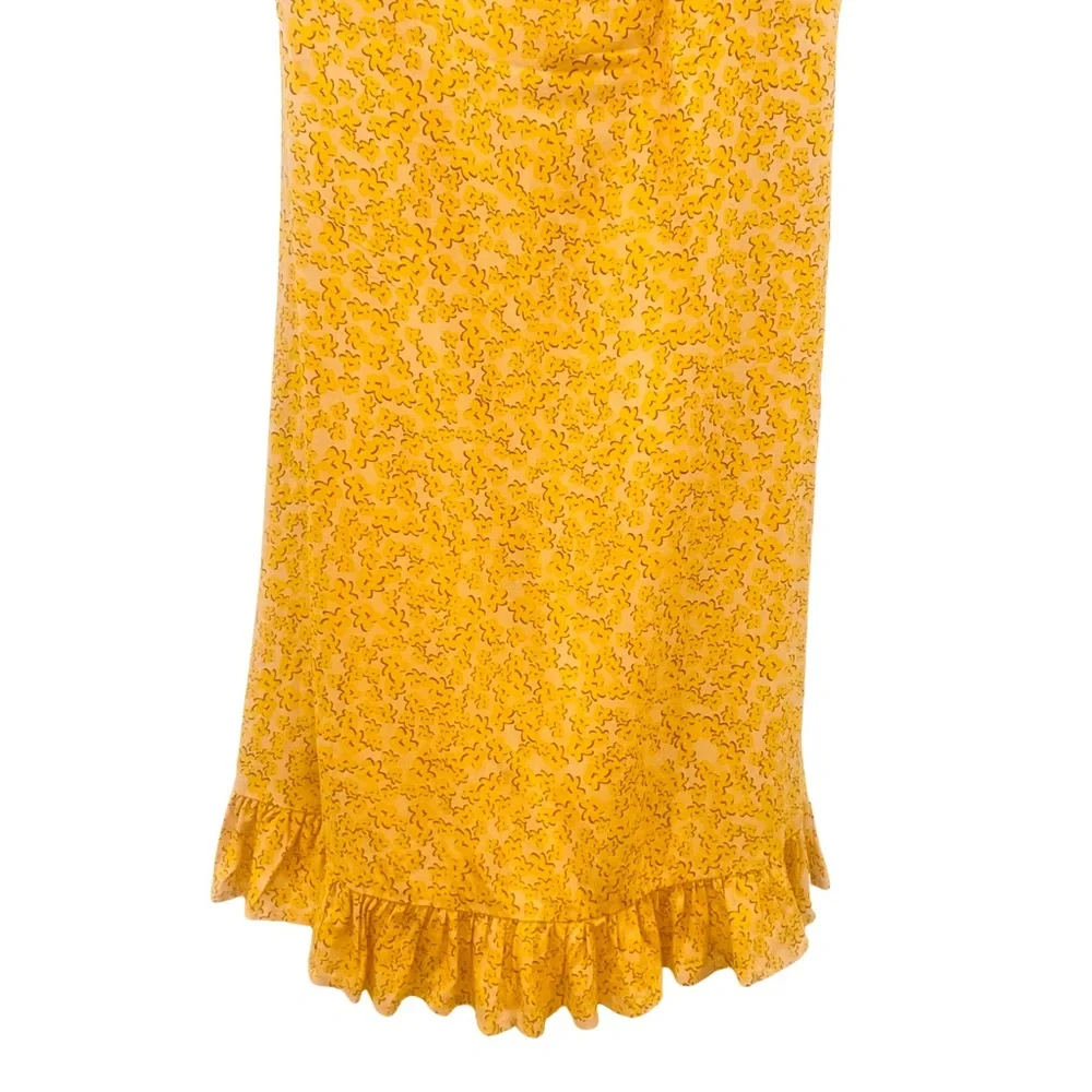 AUGUSTE DEAN GIA MIDI DRESS size 10 Midi Yellow Shirred Leopard Animal Print Zip - Picture 2 of 9